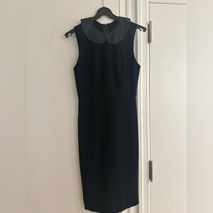 Sexy Alice and Olivia black leather collar mesh back dress size 0